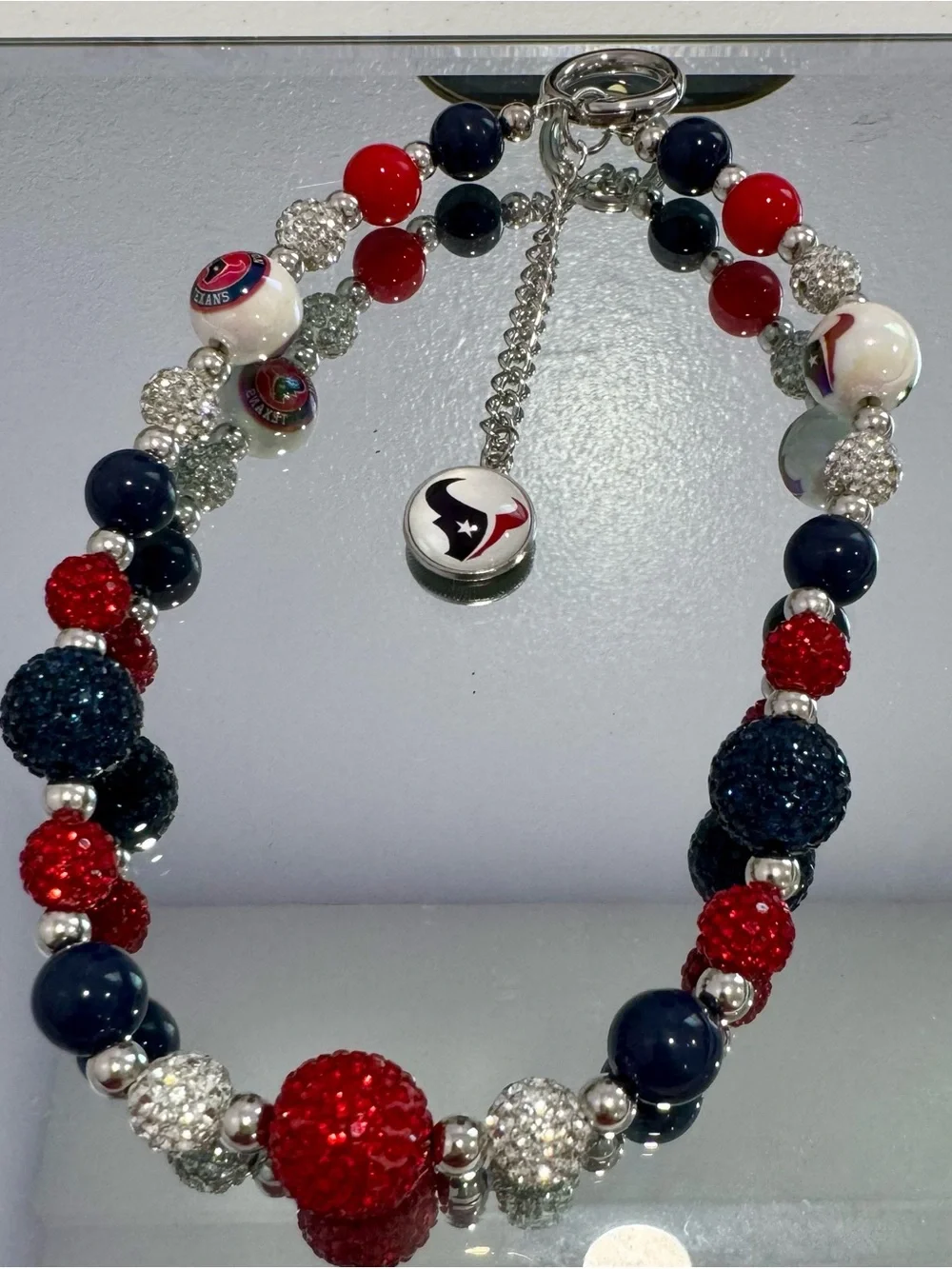 New Houston Texans Crystal Beaded Phone Chain